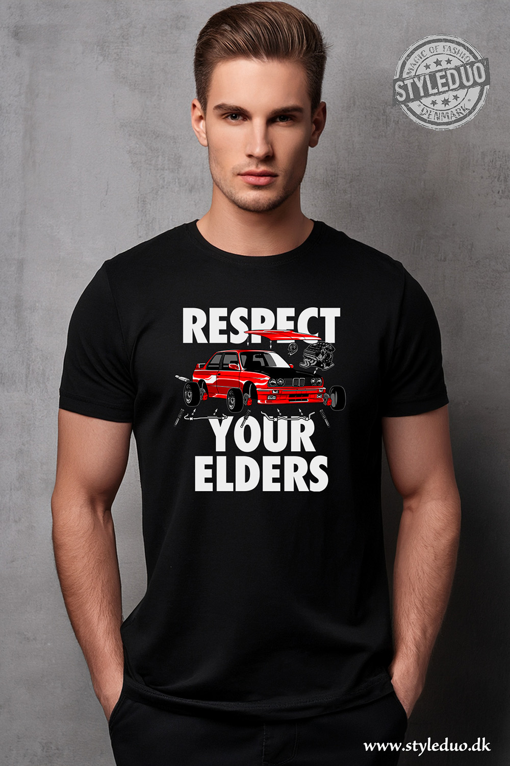 t-shirt, car mechanic, respect elders